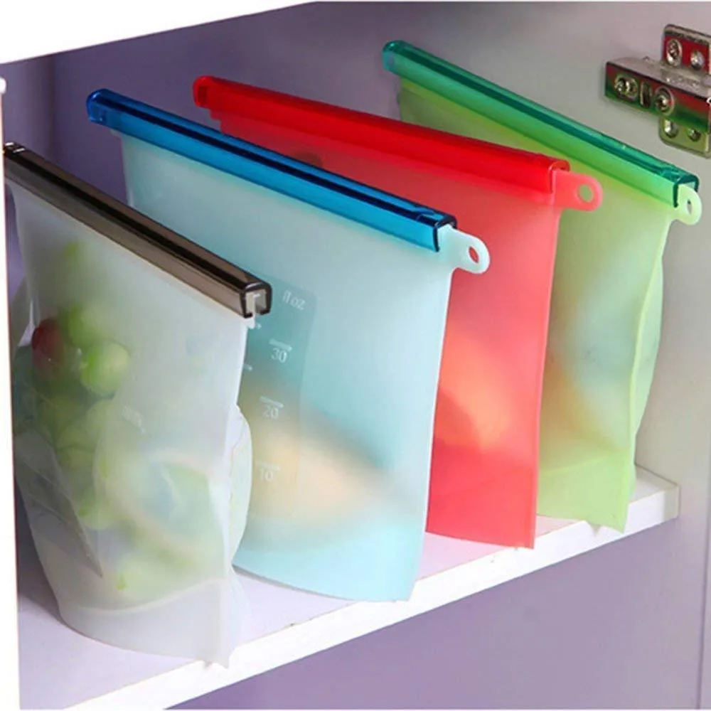 1080 Reusable Silicone Airtight Leakproof Food Storage Bag - 1 ltr