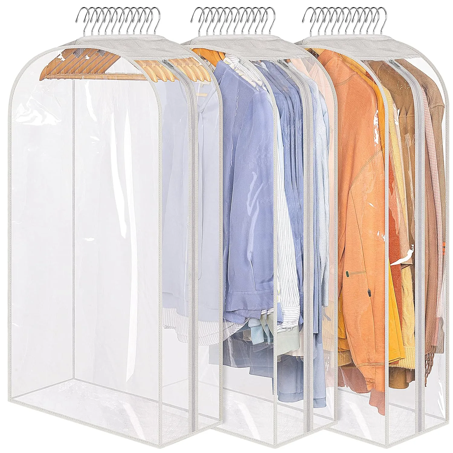 10" Gusseted Clear Garment Bags For Hanging Clothes Suit Bags For Closet Storage