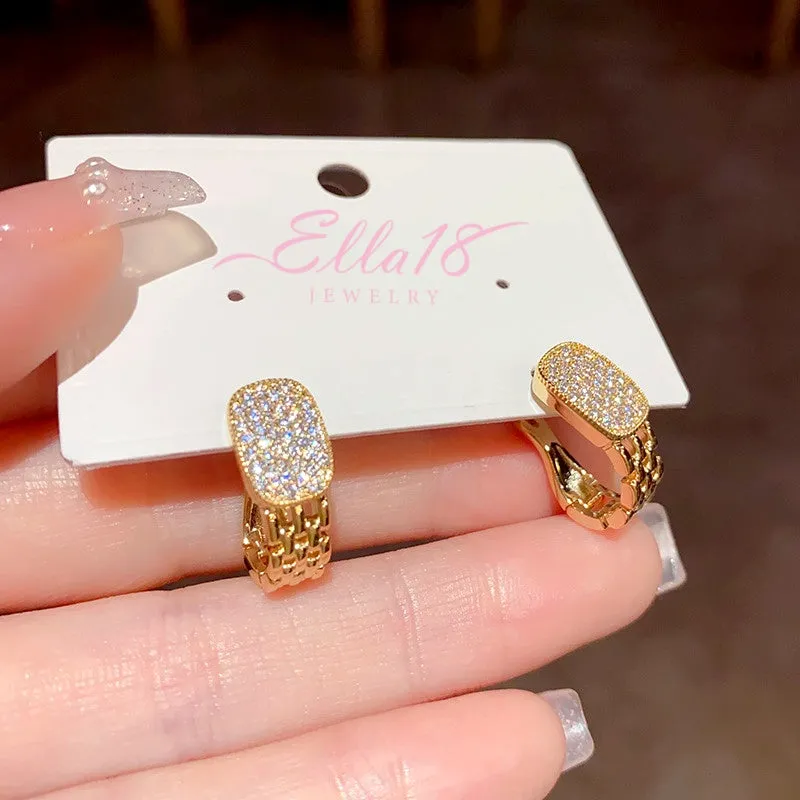 14K Gold-Plated Exquisite Diamond Earrings