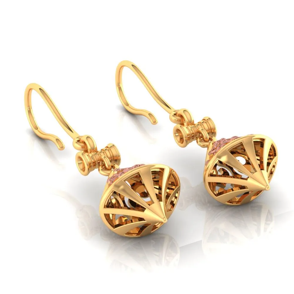 22k Gorgeous Gold Earrings With Exquisite Yellow Gold Accents