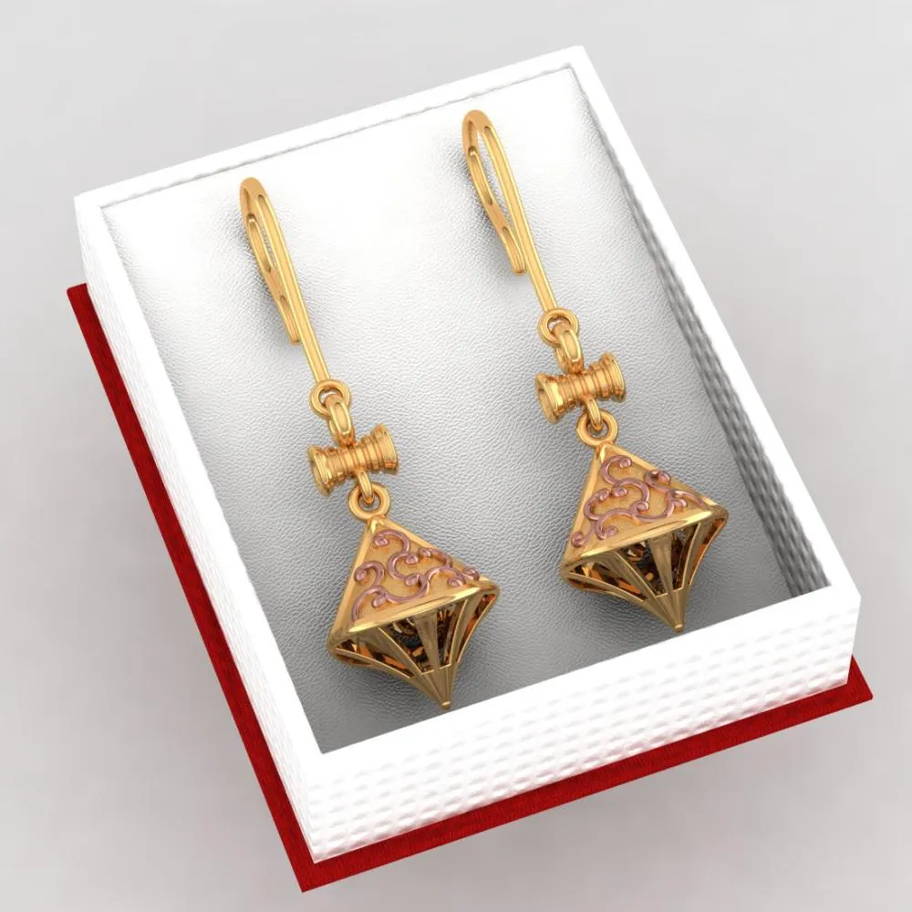 22k Gorgeous Gold Earrings With Exquisite Yellow Gold Accents