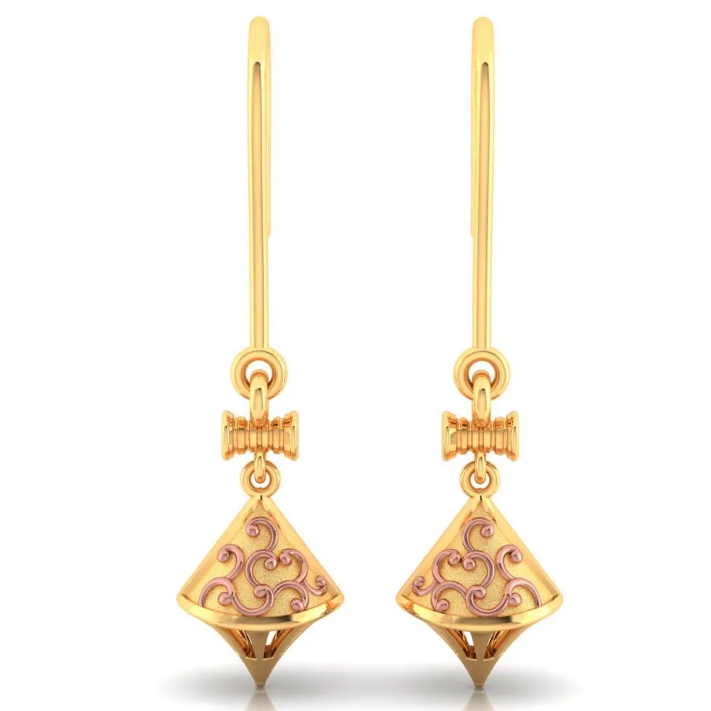 22k Gorgeous Gold Earrings With Exquisite Yellow Gold Accents