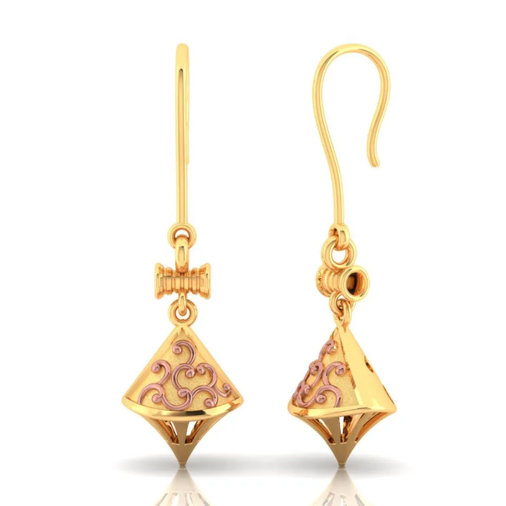 22k Gorgeous Gold Earrings With Exquisite Yellow Gold Accents