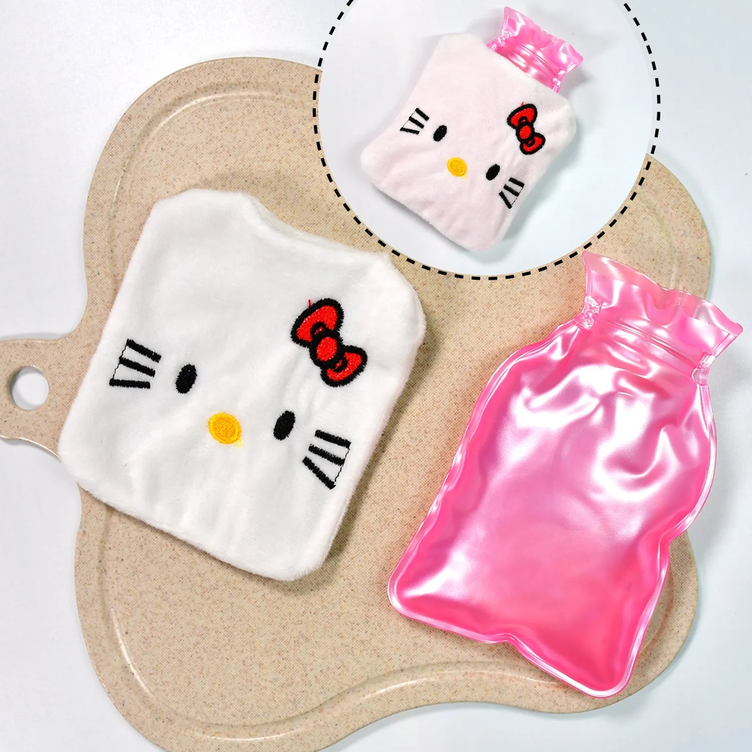 6526 White Hello Kitty small Hot Water Bag with Cover for Pain Relief, Neck, Shoulder Pain and Hand, Feet Warmer, Menstrual Cramps.