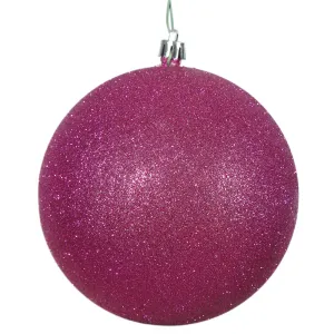 6PK - 4" Magenta Glitter Shatterproof Christmas Ball Ornament