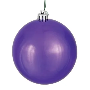 6" Plum Shiny Ball Ornaments 4-Pack