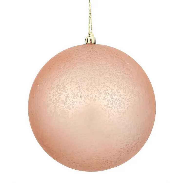 6" Rose Gold Mercury Ball Matte Finish Ornaments 4 Per Bag