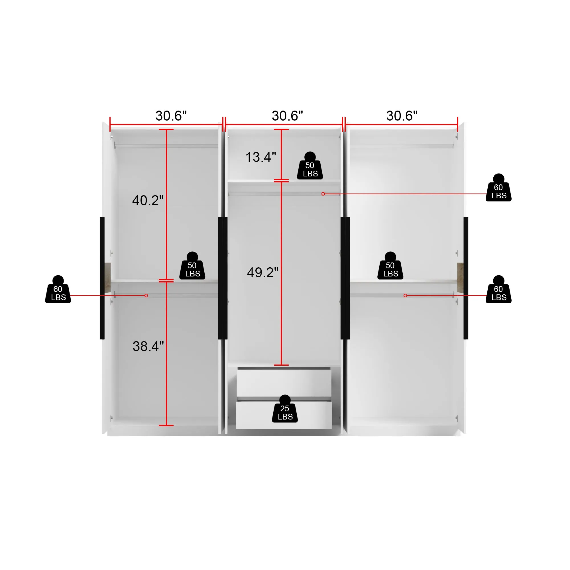 94.4"x82.7" 6Door Wardrobe Armoire for Spacious Storage Closet Cabinet