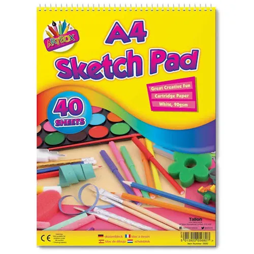 A4 Sketch Pad - 40 Sheets Cartridge Paper White 90gsm Art Drawing Supplies