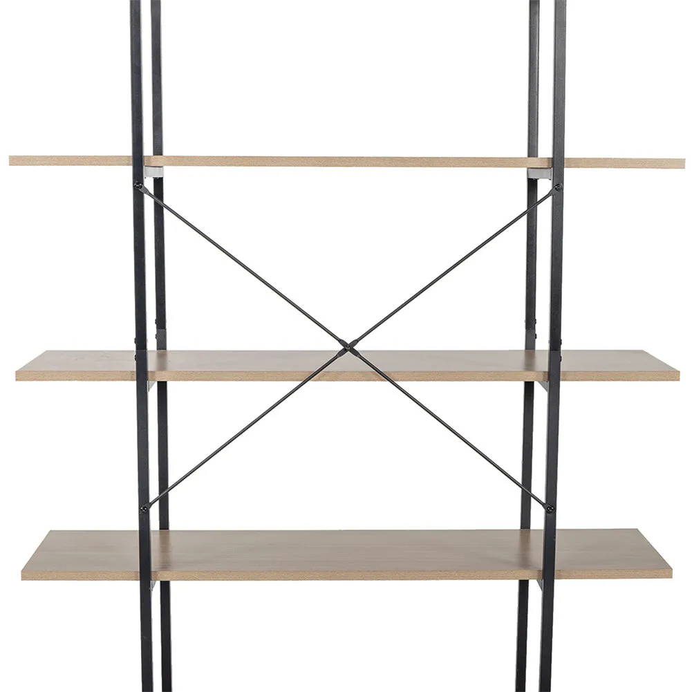 ALICIAN 5-tier Bookcase Spacious Vintage Wood Metal Shelf Furniture