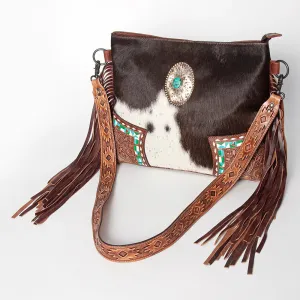 American Darling Hand Tooled Hair on Hide Crossbody with Fringe