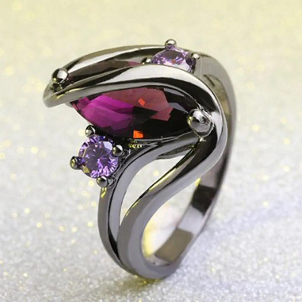 Amethyst Water Drop Ring