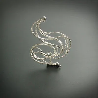 Artistic abstract silver pin and pendant