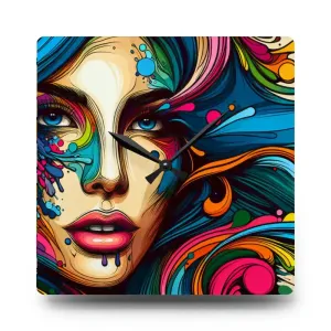 Artistic Acrylic Wall Clock Featuring Woman's Face Design