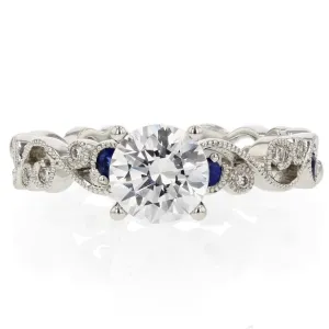 Artistic Diamond and Sapphire Ring Setting