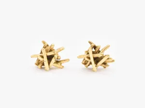 Artistic Gold Earrings - Branch Earrings - Modern Gold Studs