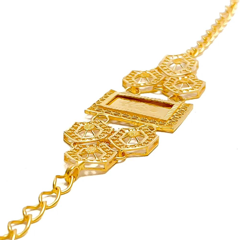 Artistic Honeycomb Accented 21k Gold Bracelet