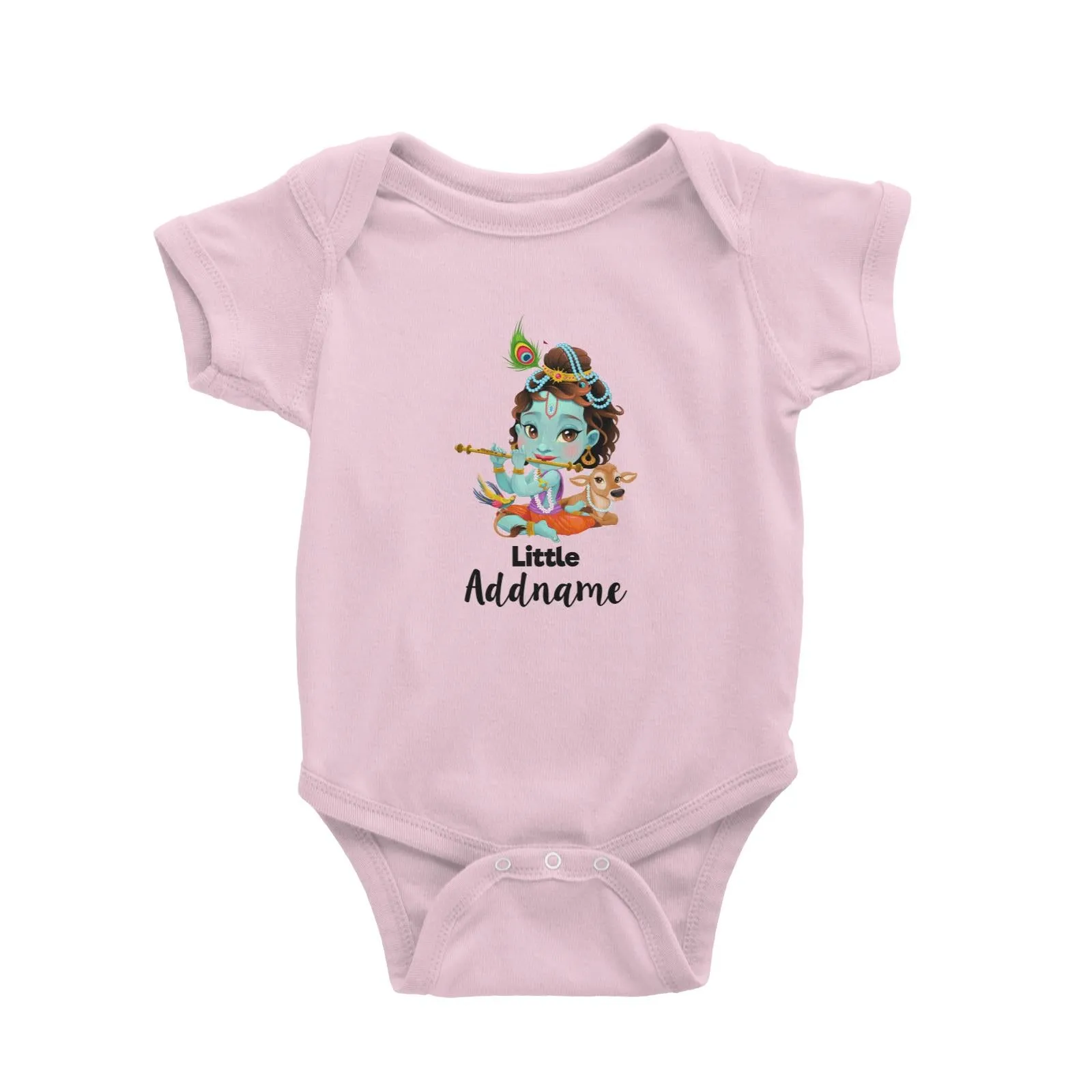 Artistic Krishna Playing Flute with Cow Little Addname Baby Romper