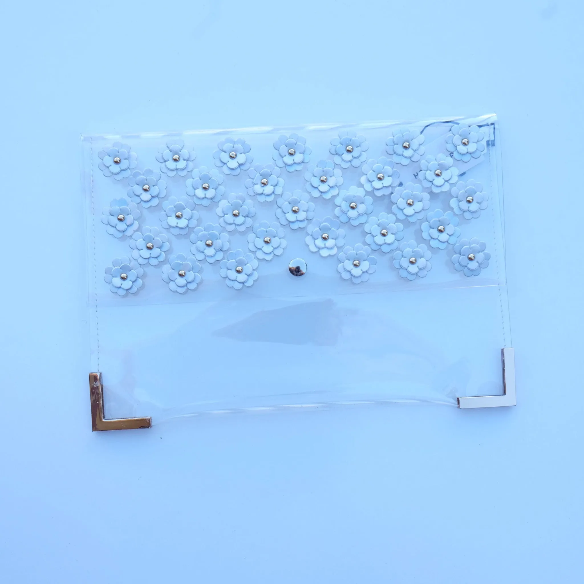 Azalea Daisy Applique Clear Clutch