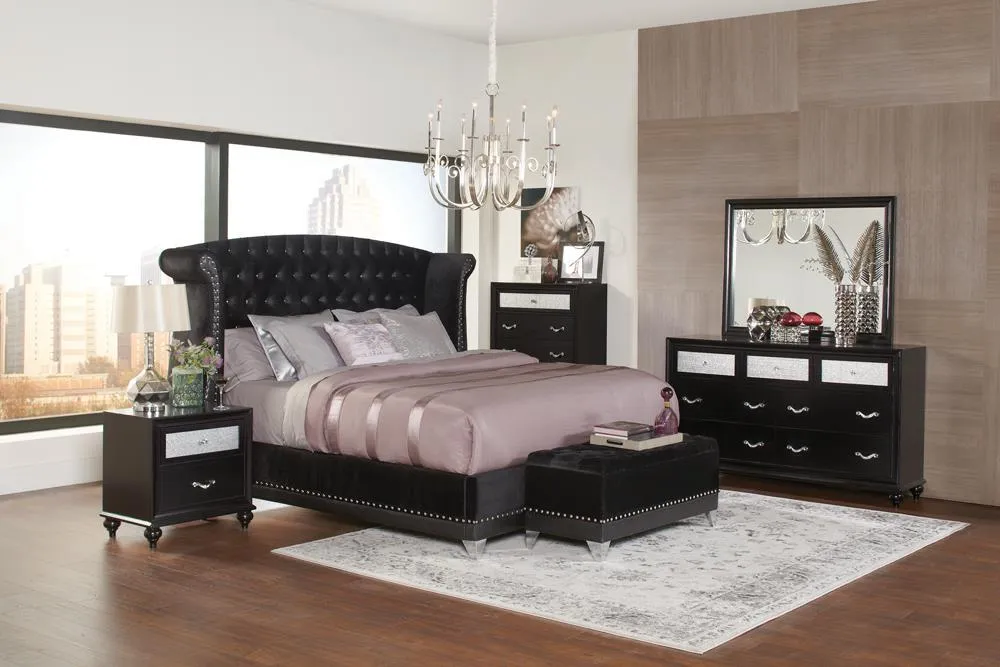 Barzini California King Tufted Upholstered Bed Black