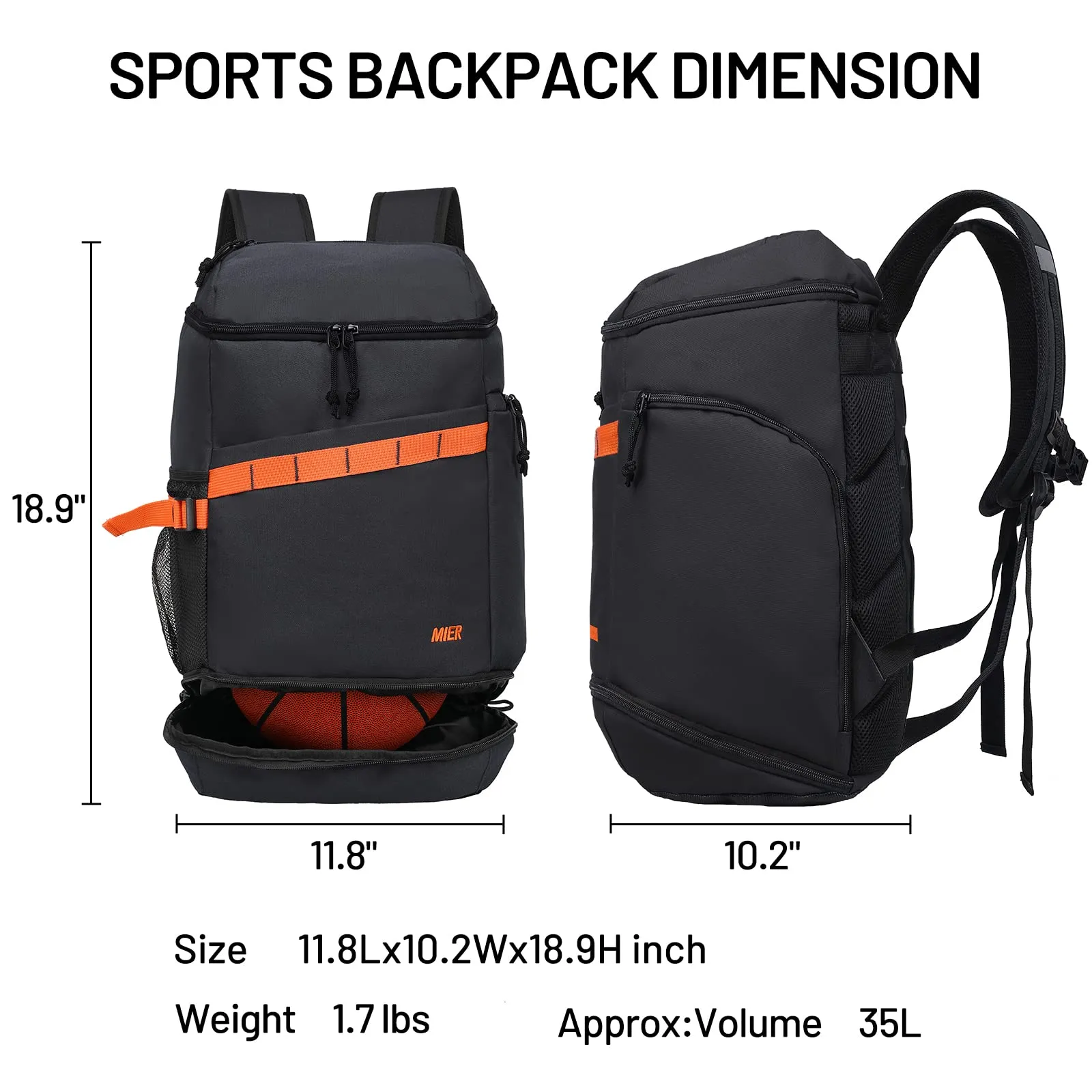 Basketball Backpack Sports Bag with Ball Compartment