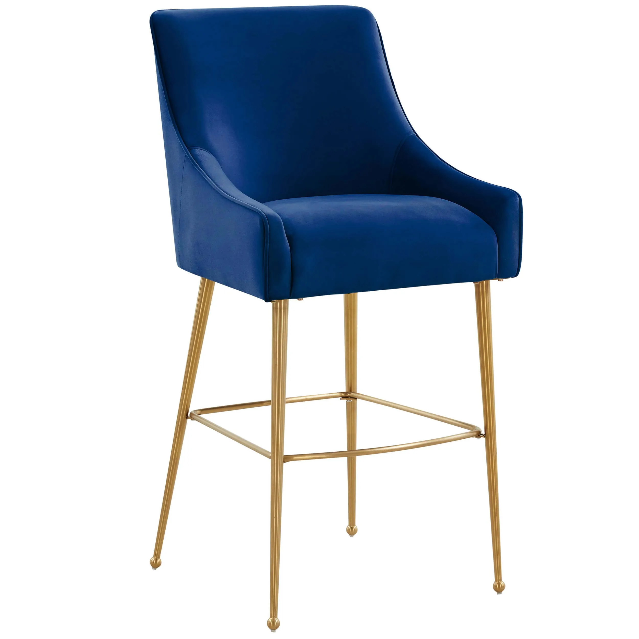 Beatrix Bar & Counter Stool, Navy/Brushed Gold Legs