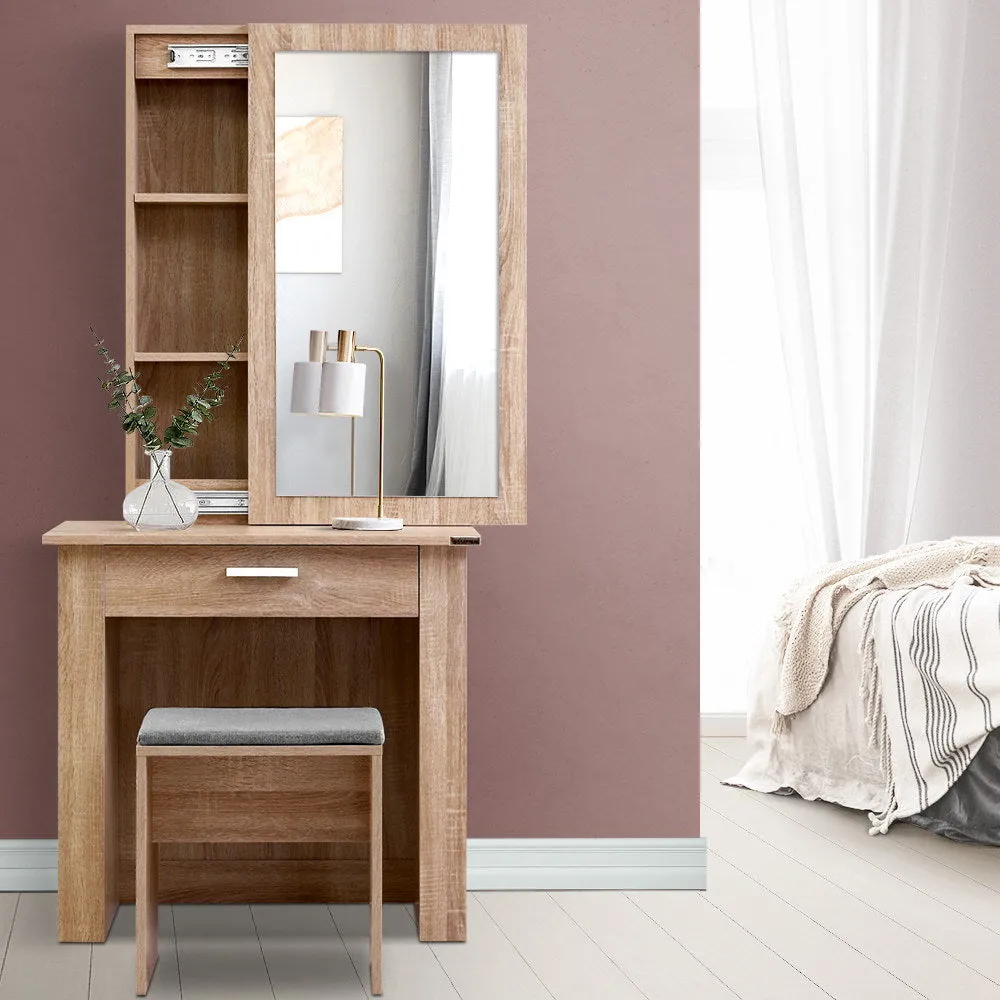 Bedroom Dressing Table with Mirror And Padded Stool Jewellery Cabinet