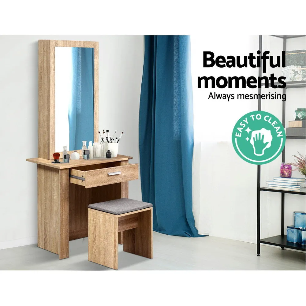 Bedroom Dressing Table with Mirror And Padded Stool Jewellery Cabinet