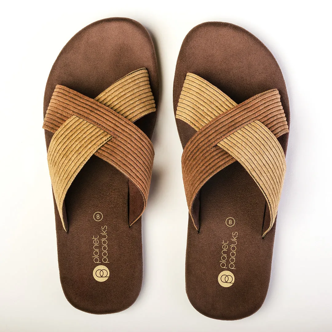 Ben Luxe - Crossover Corduroy Brown Slides Thrift Edit