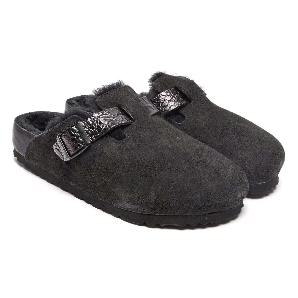 Birkenstock Boston Shearling Exquisite Suede Clogs