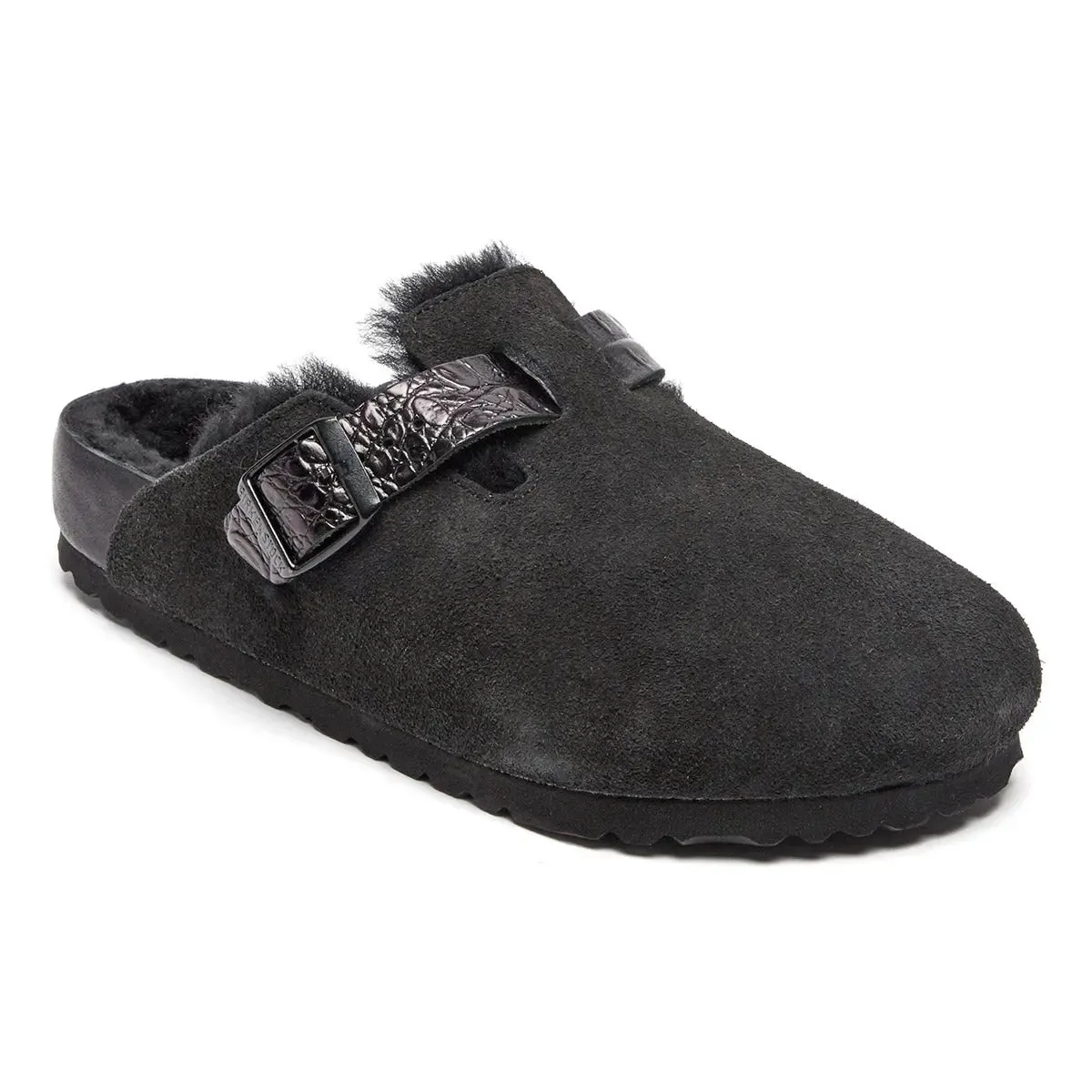 Birkenstock Boston Shearling Exquisite Suede Clogs