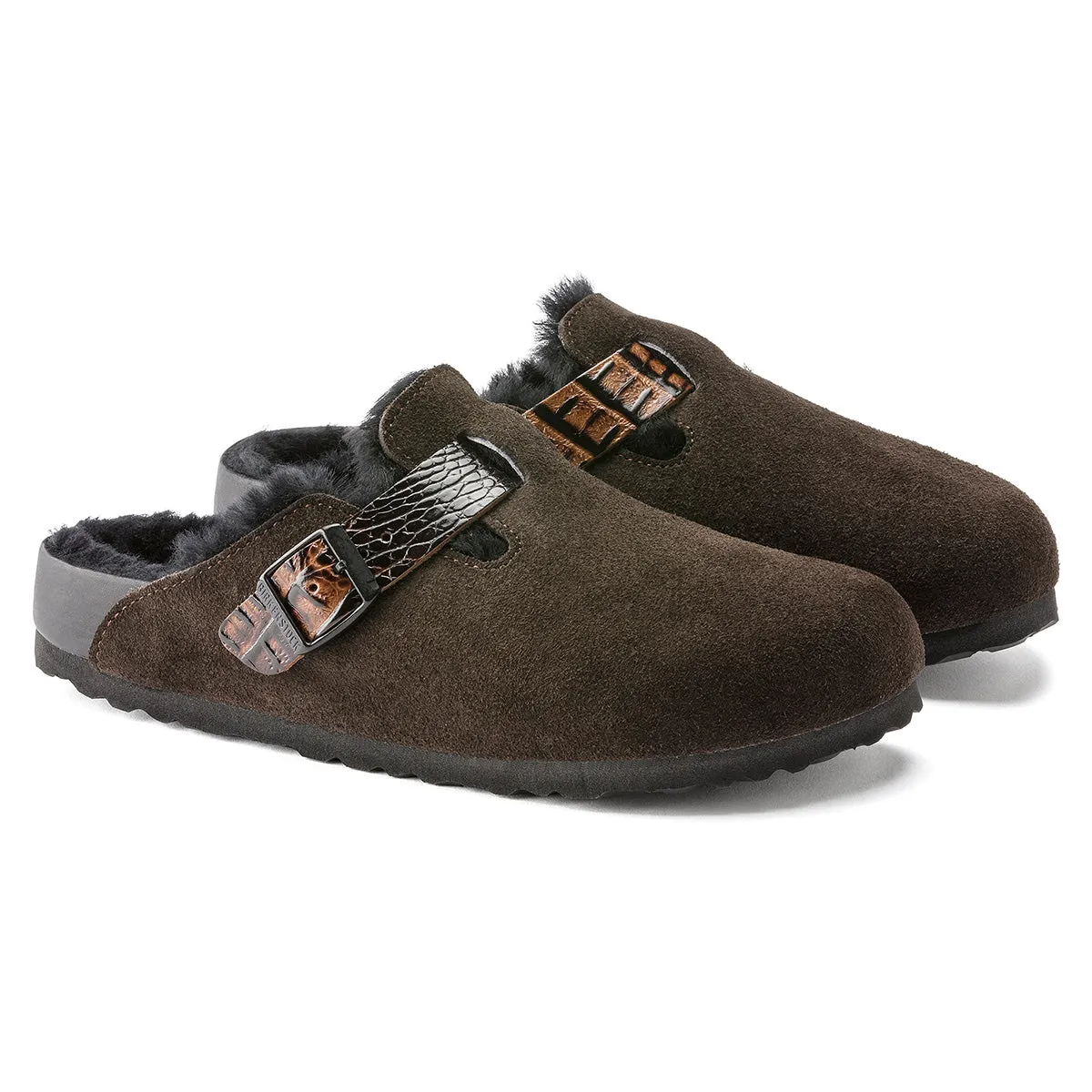 Birkenstock Boston Shearling Exquisite Suede Clogs