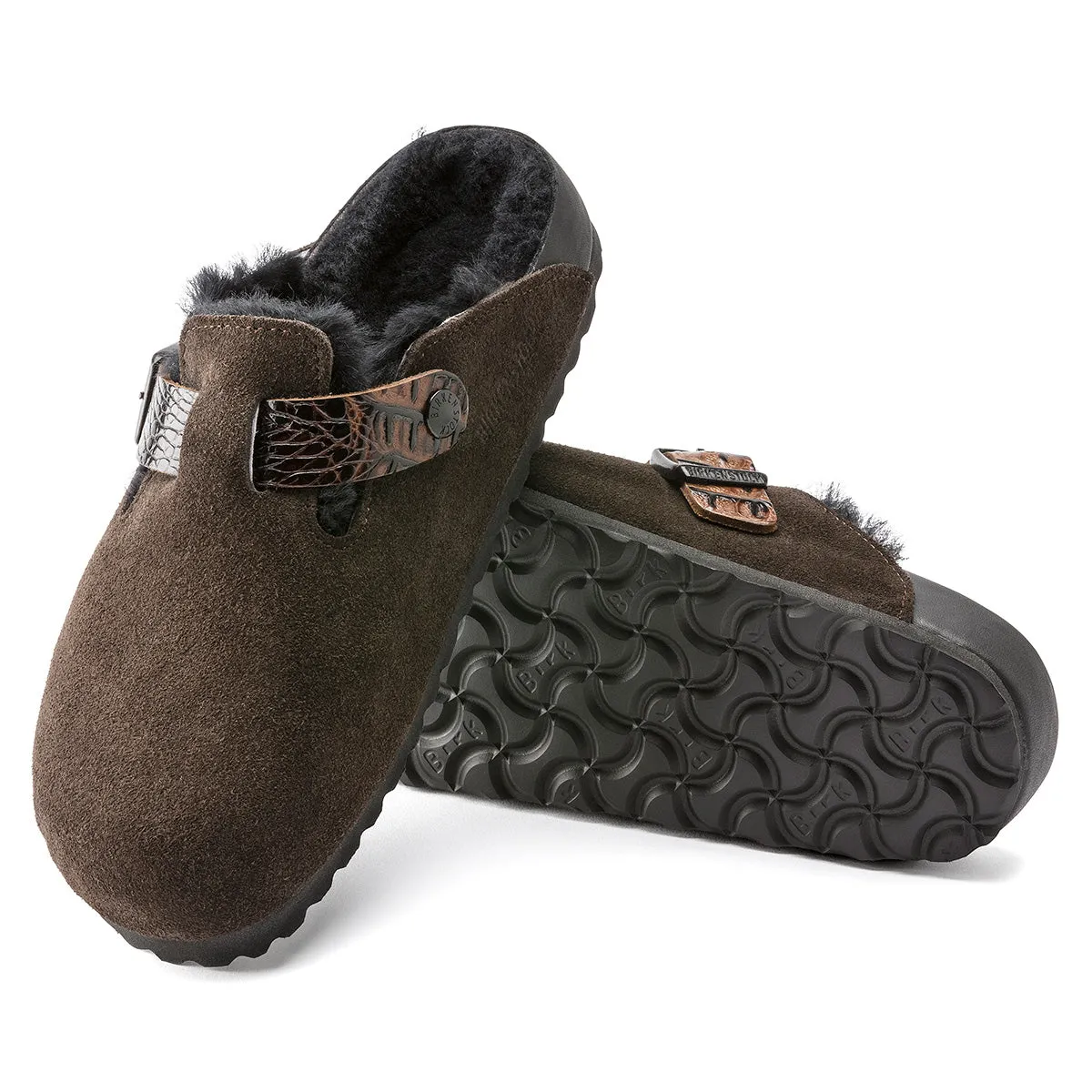 Birkenstock Boston Shearling Exquisite Suede Clogs