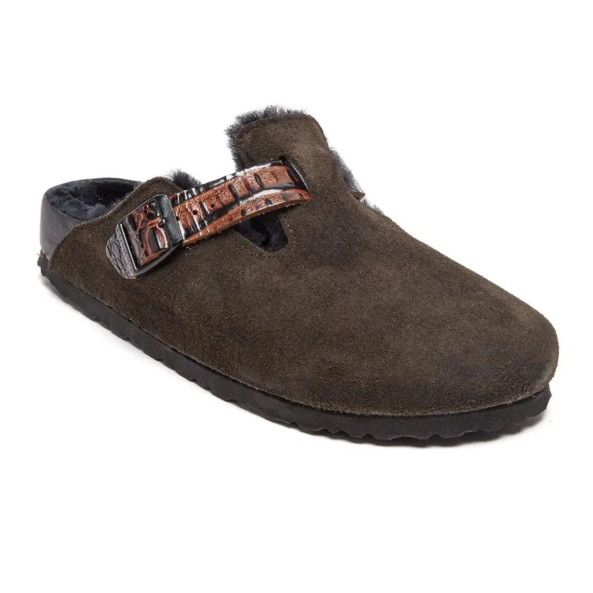 Birkenstock Boston Shearling Exquisite Suede Clogs