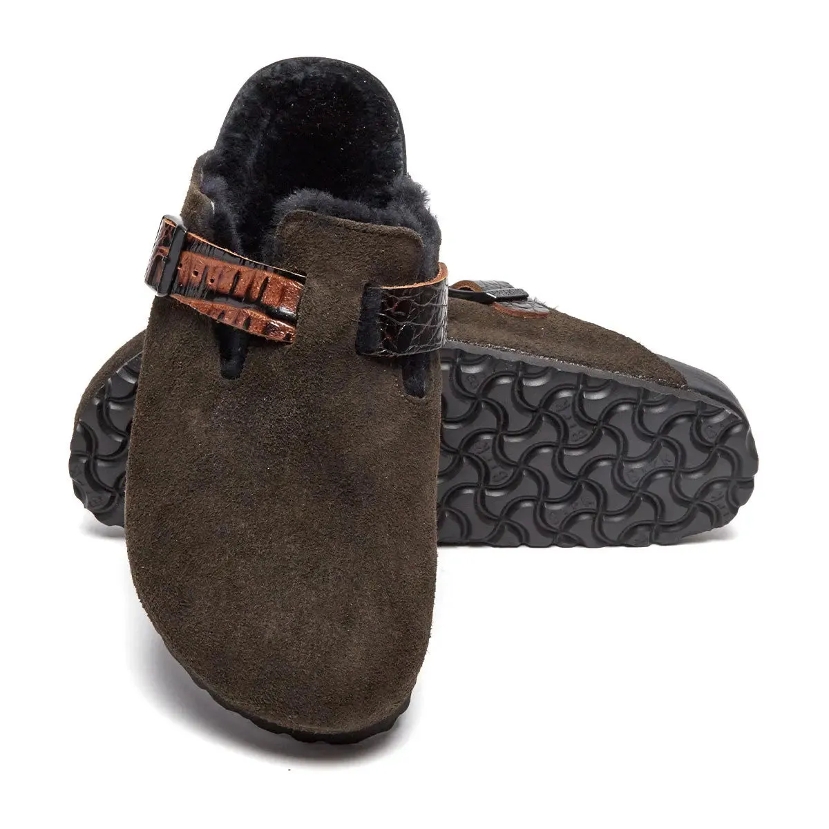 Birkenstock Boston Shearling Exquisite Suede Clogs