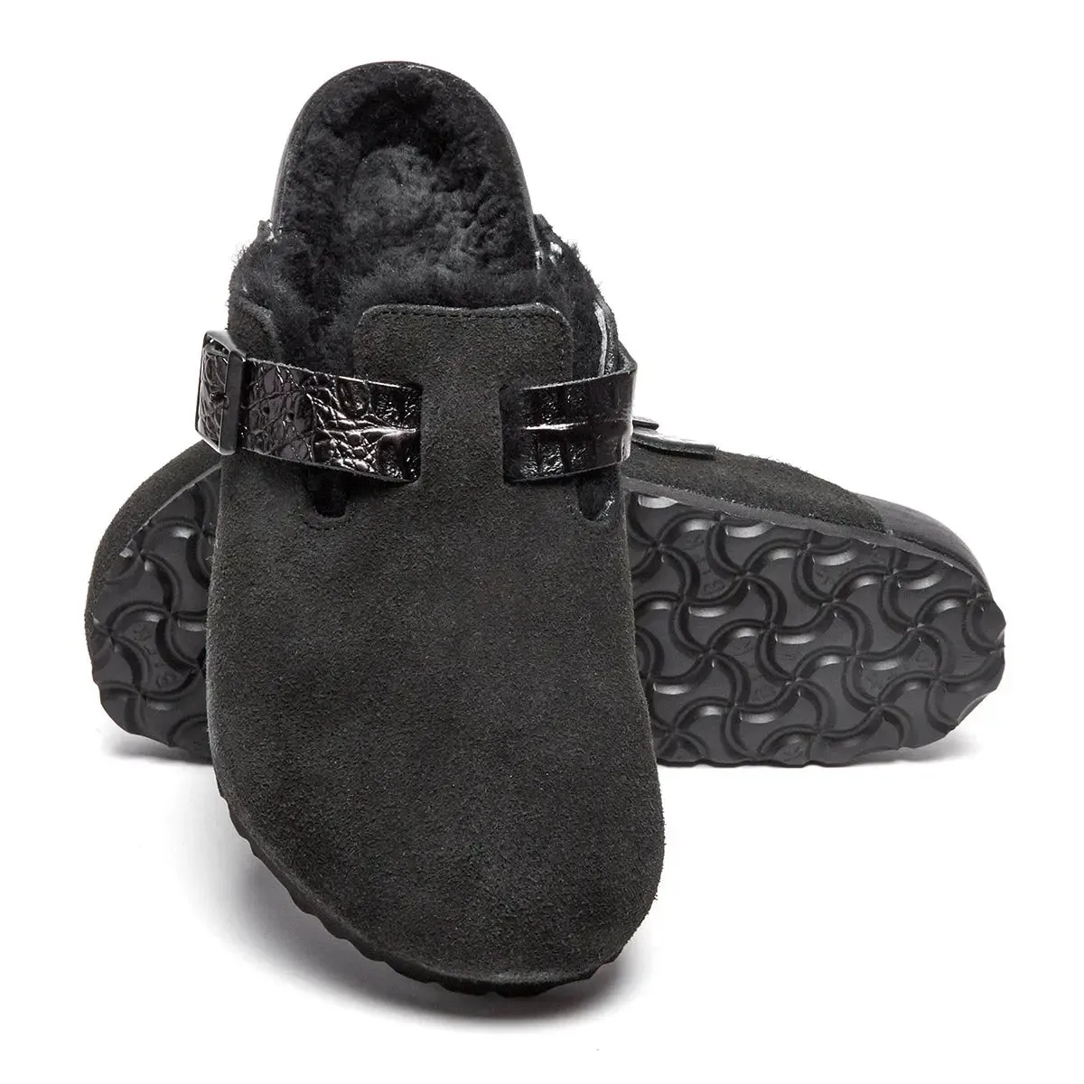 Birkenstock Boston Shearling Exquisite Suede Clogs