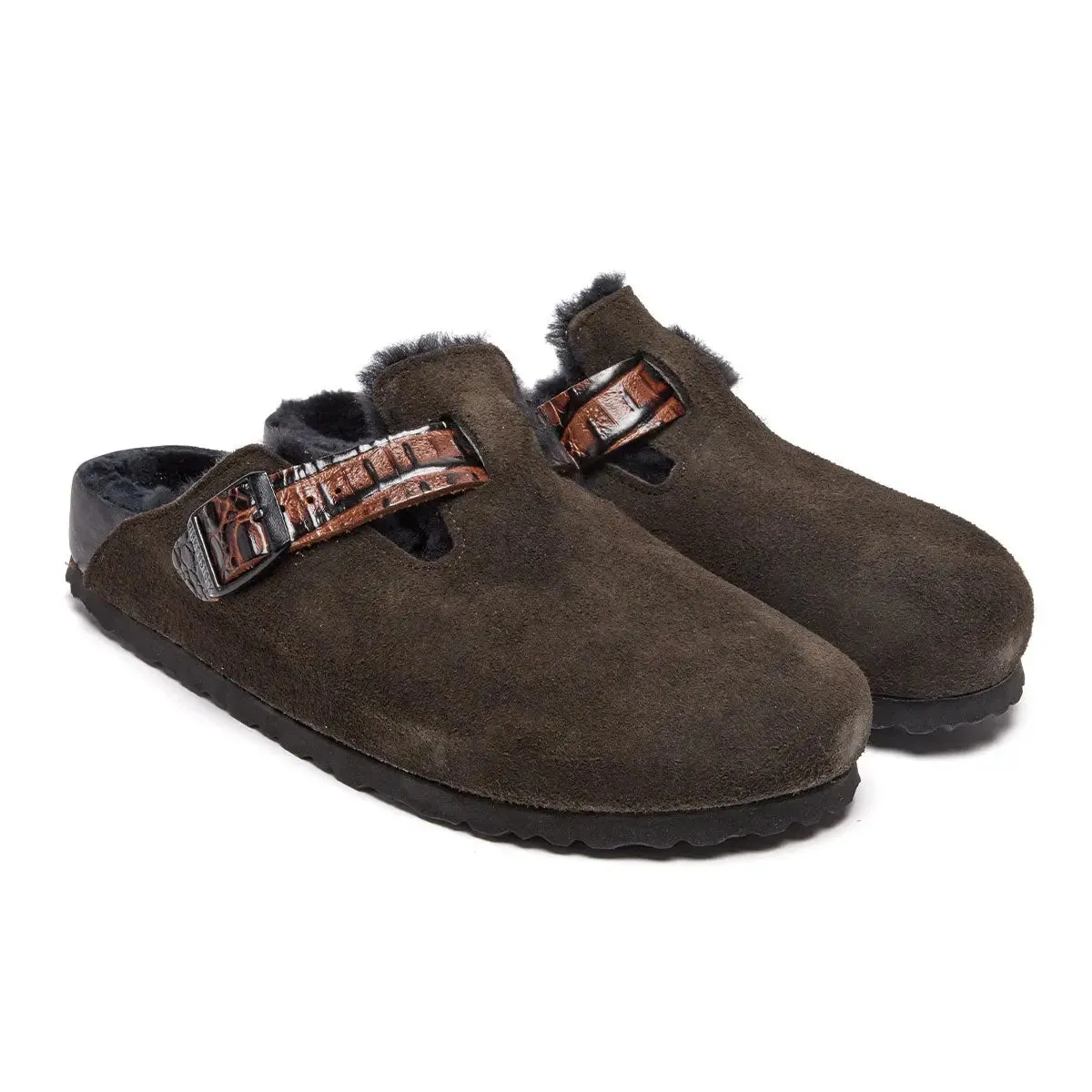 Birkenstock Boston Shearling Exquisite Suede Clogs