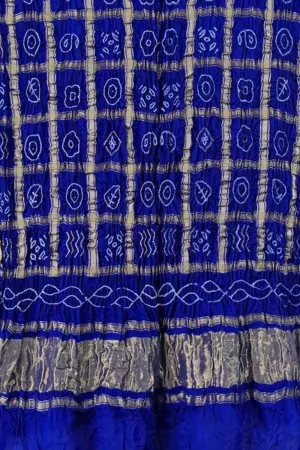 Blue Bandhani Gharchola Silk Dupatta: Exquisite Gajji Silk Design