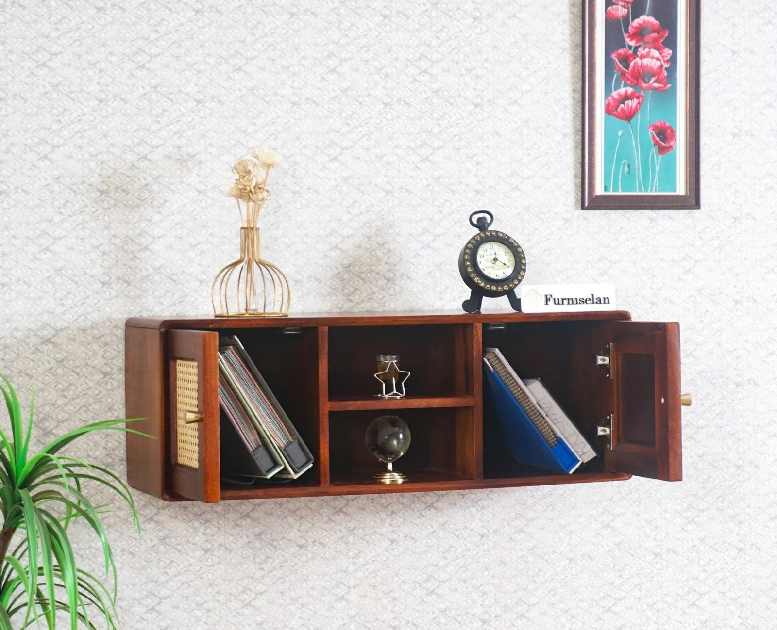 Boston Solid Wood Two Door Wall Shelve