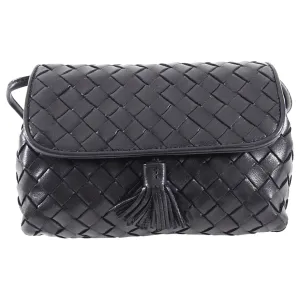 Bottega Veneta Vintage Mini Intrecciato Black Leather Crossbody Bag