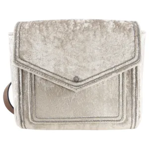 Brunello Cucinelli Ivory Velvet City Monili Crossbody Bag