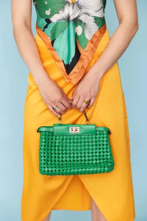 Buy Me Fur - Women's Green Eco Leather Hand Woven Bag