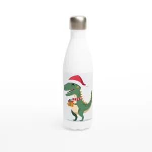 Christmas Tyrannosaurus White 17oz Stainless Steel Water Bottle