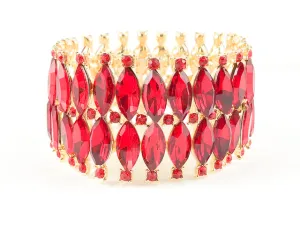 Classic 2 Row Red Marquise Fashion Bracelet