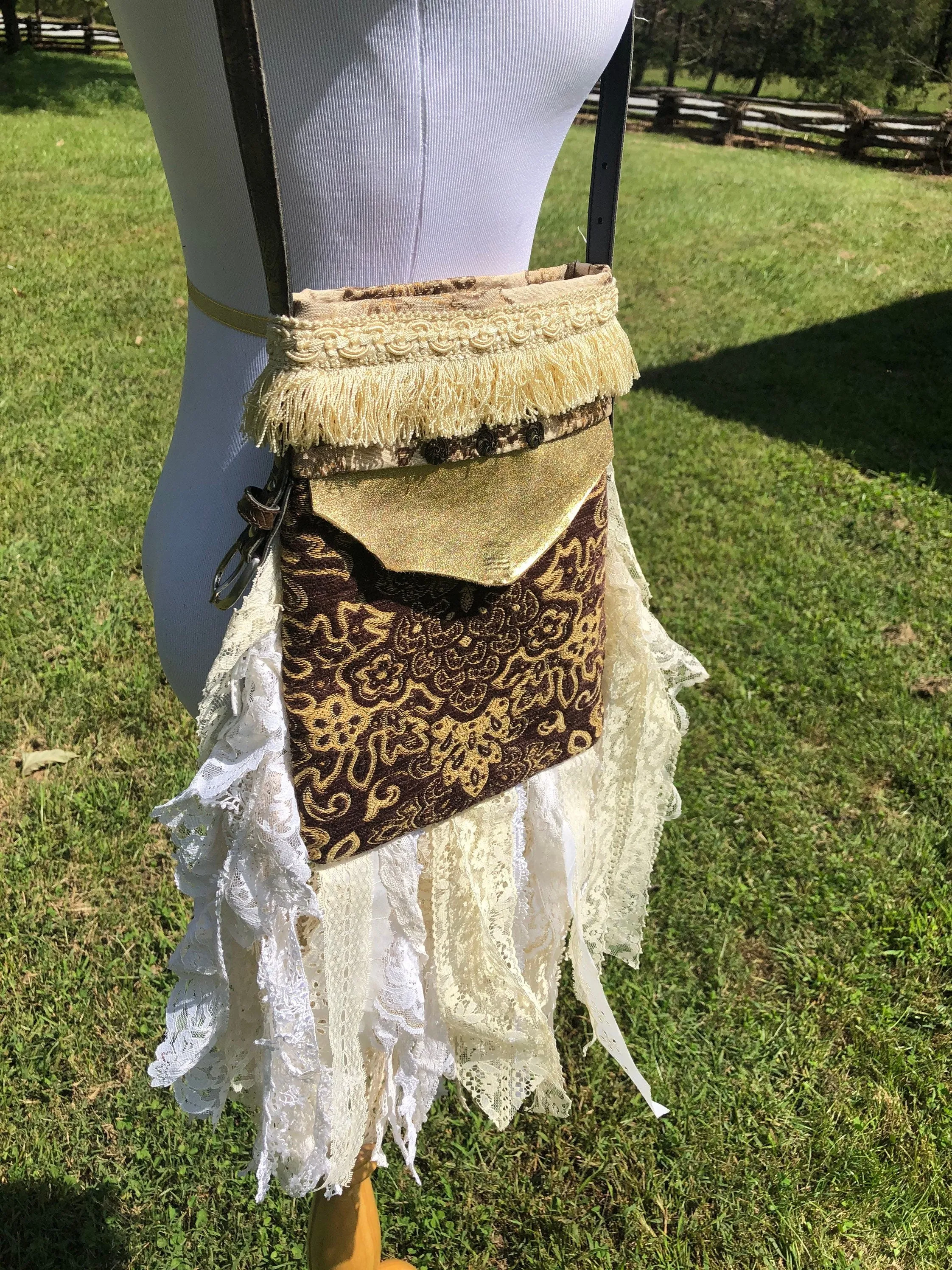 CLEARANCE, Beige handmade boho fringe purse. Perfect for making a fashion statement.