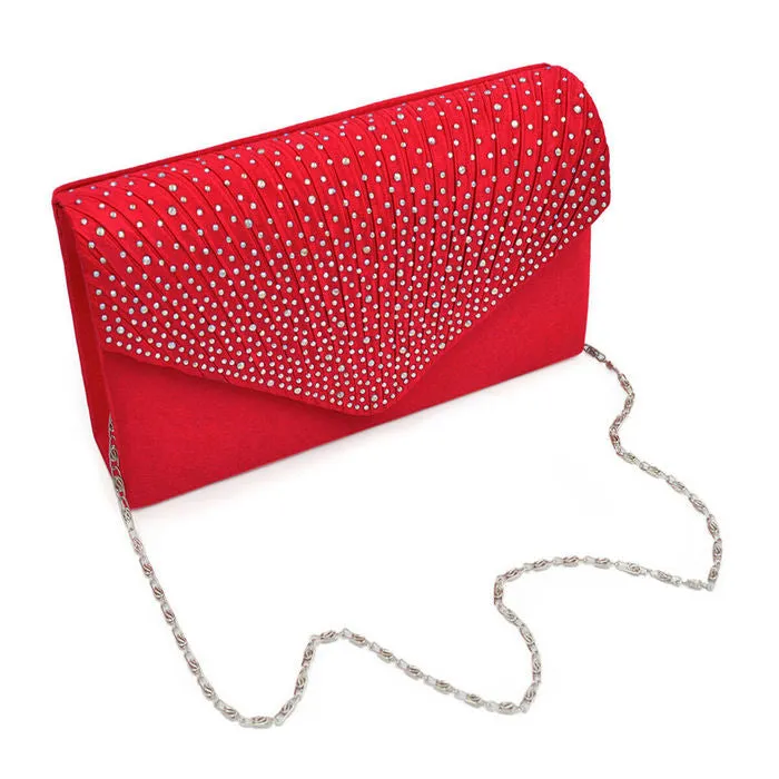 Clutch Ruched Rhinestone Bag for Women