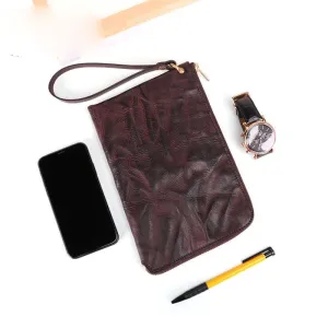 COFFEE Small MENS LEATHER SLIM ZIPPER CLUTCH WRISTLET PURSE BAG CLUTCH BAG FOR MEN