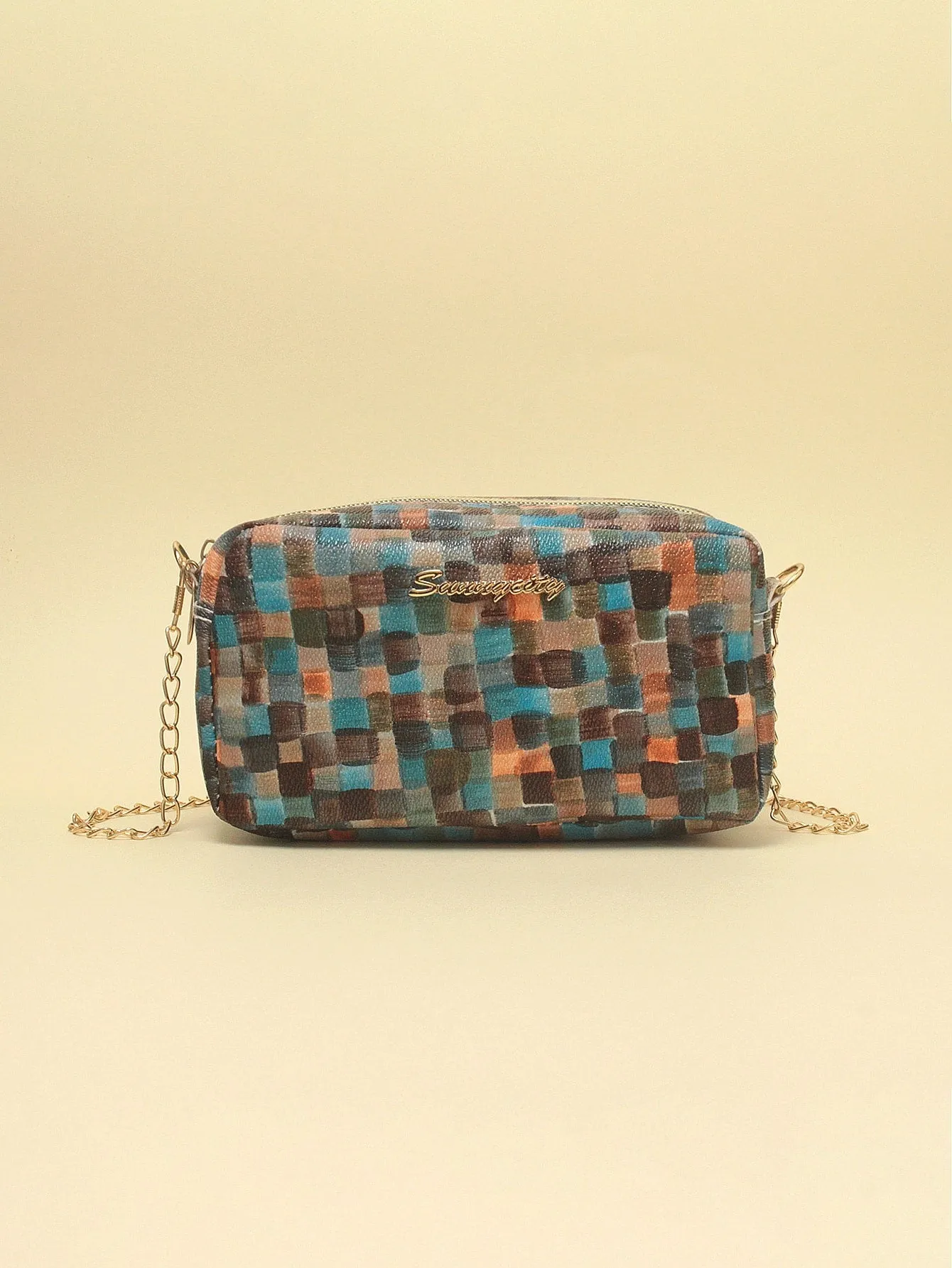 Color Block Chain Crossbody Bag