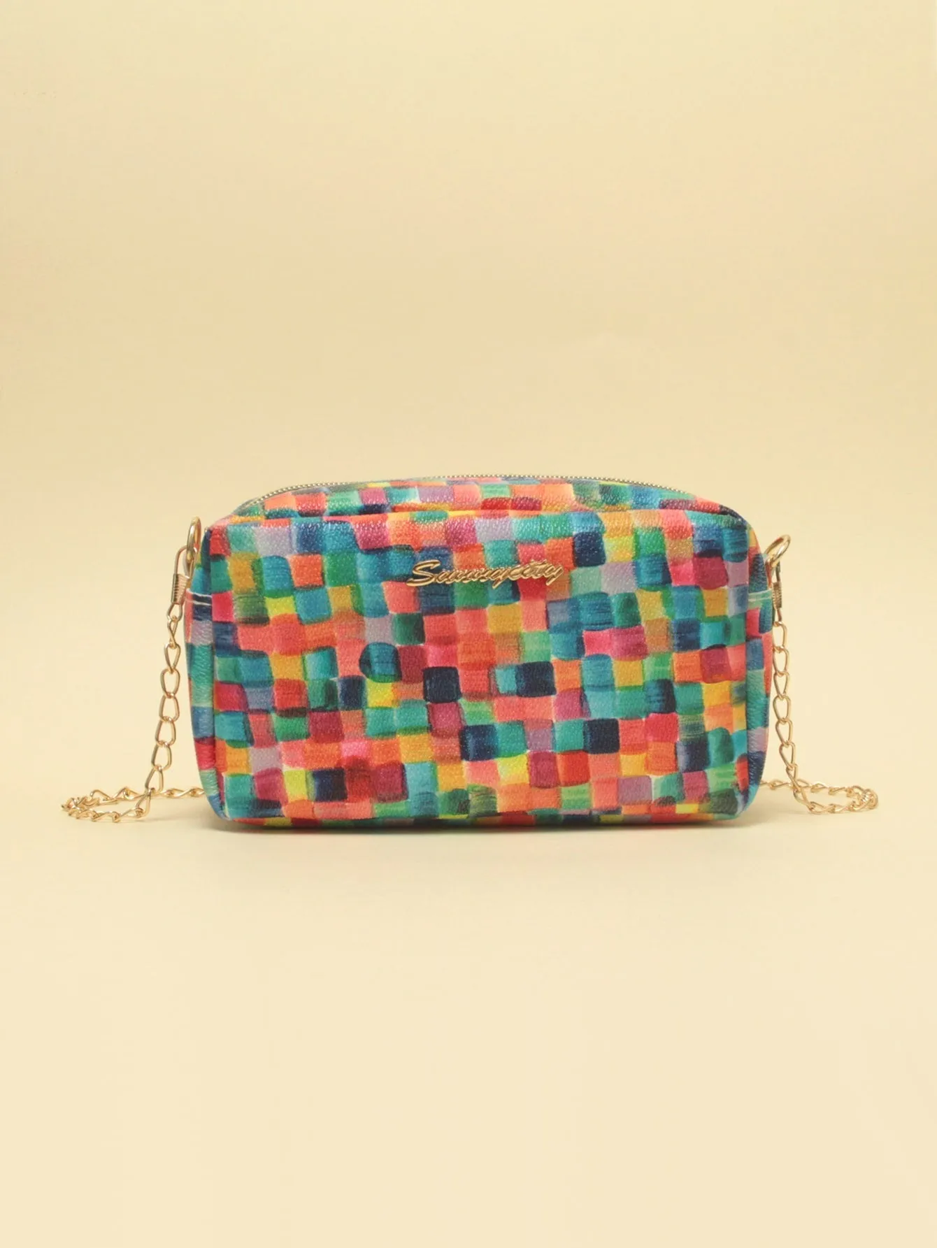 Color Block Chain Crossbody Bag