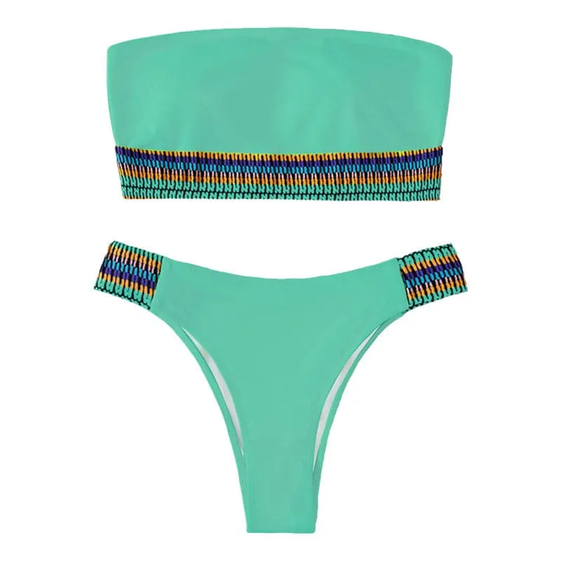 Contrast tube bikini swimwear